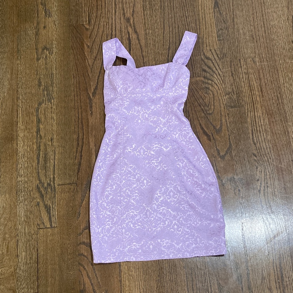 Lucy in the Sky Lilac Mini Dress with back zip and tie